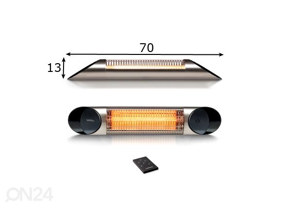 Lämpölamppu VEITO BLADE MINI 1200W mitat