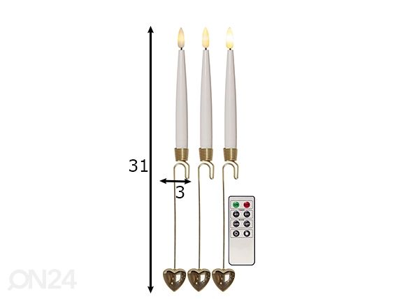 Langattomat kuusenkynttilä Flamme 8 kpl mitat