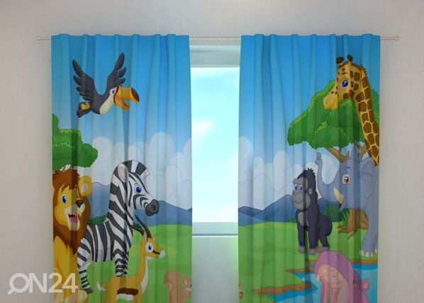 Läpinäkyvä verho CUTE AFRICAN ANIMALS 240x220 cm