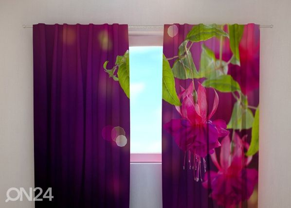 Läpinäkyvä verho FUCHSIA FLOWERS 240x220 cm