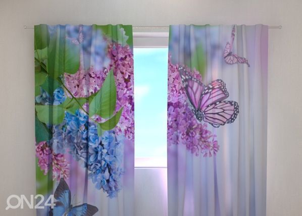 Läpinäkyvä verho LILAC AND BUTTERFLIES 240x220 cm
