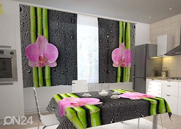 Läpinäkyvä verho ORCHIDS AND BAMBOO 2, 200x120 cm