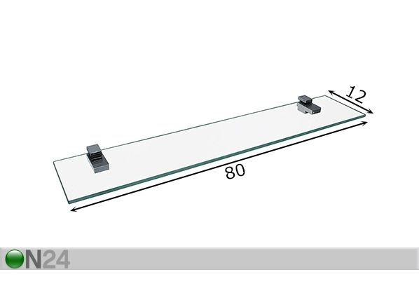 Lasinen seinähylly 80 cm mitat