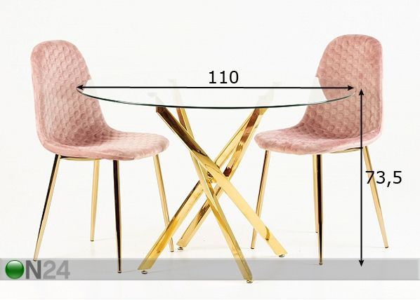 Lasipöytä Ø 110 cm mitat