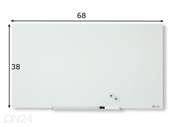 Lasitaulu magneettipinnalla magnetpinnaga Nobo diamond 31" (laajakulma, valkoinen) 68x39 cm mitat