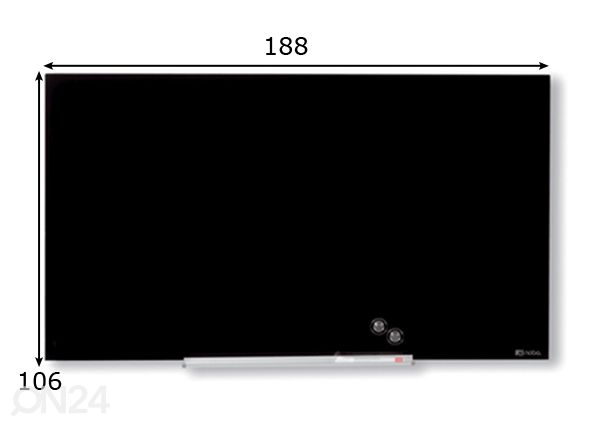 Lasitaulu magneettipinnalla Nobo diamond 85" (laajakulma, musta) 188x106 cm mitat