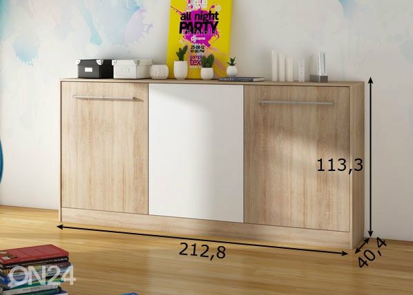 Lasten kaappisänky Mac 90x200 cm mitat