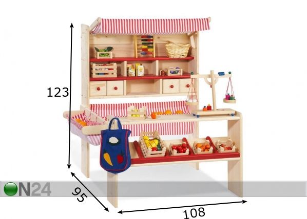 Lasten kesäkauppa ja kauppatarvikkeet LUCY mitat