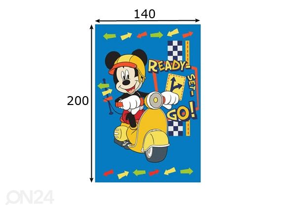Lasten matto MICKEY MOUSE CLUB HOUSE 140x200cm mitat