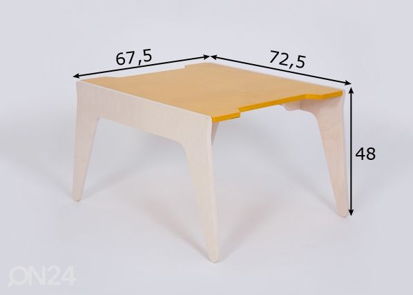 Lasten pieni pöytä Ahoi 67,5x67,5xh48 cm mitat