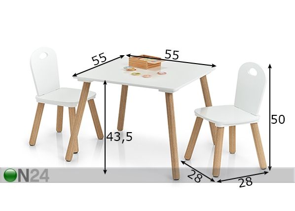 Lasten pöytä ja tuolit Scandi mitat