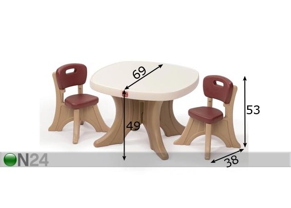 Lasten pöytä ja tuolit Step2 mitat