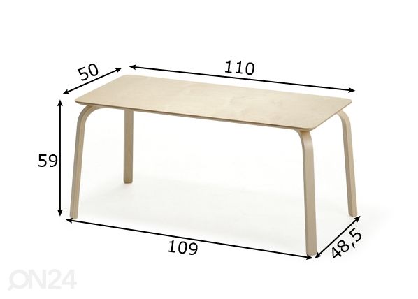 Lasten pöytä TOMMY 3, h59 cm mitat