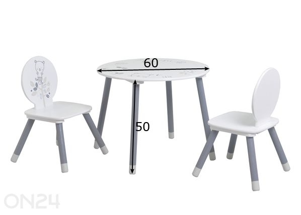Lasten pöytäryhmä Bear mitat