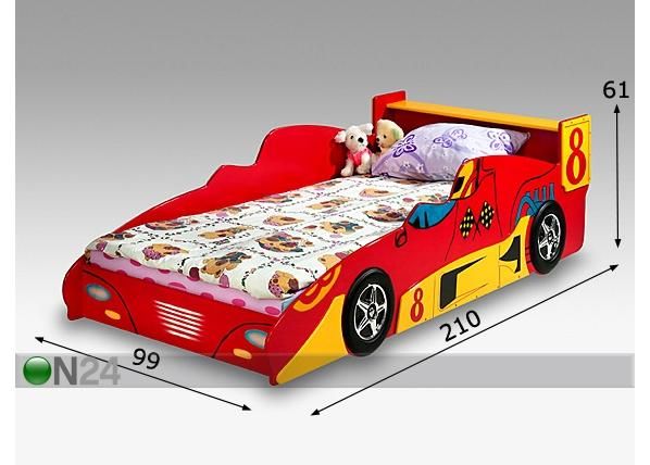 Lasten sänky FORMULA+ patja, punainen mitat