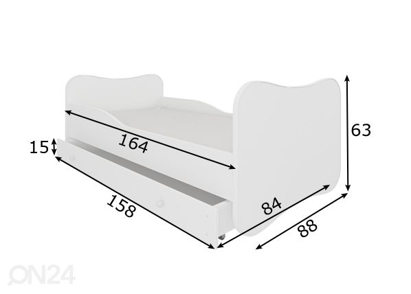 Lasten sänky Gosport 80x160 cm mitat