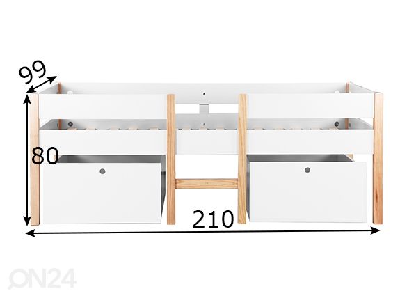 Lasten sänky Lasse 90x200 cm mitat