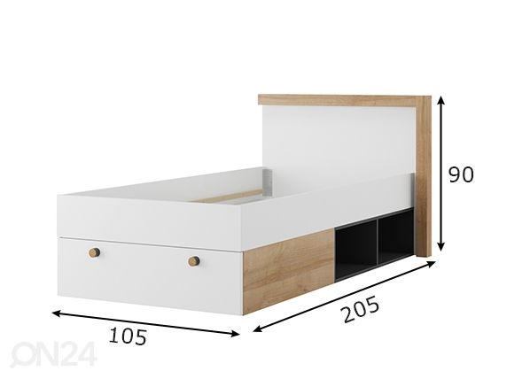Lasten sänky Riva 90x200 cm mitat