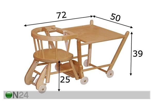 Lasten syöttötuoli REMU, taittuva mitat