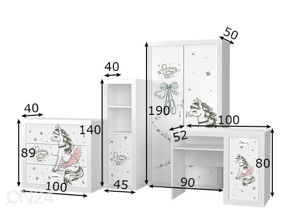 Lastenhuoneen kalusteryhmä mitat