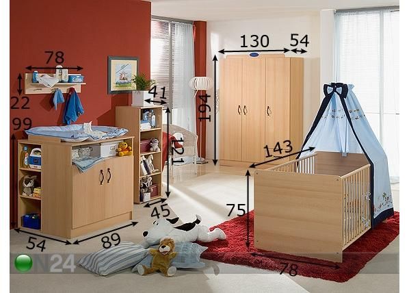 Lastenhuoneen kalustesarja NICO II mitat