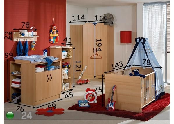 Lastenhuoneen kalustesarja NICO III mitat