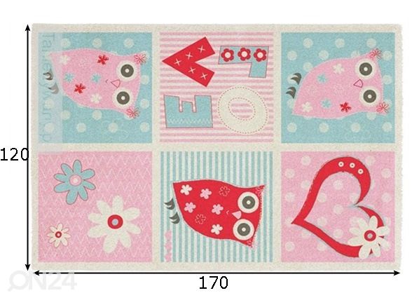 Lastenhuoneen matto Broadway Kids 120x170 cm mitat
