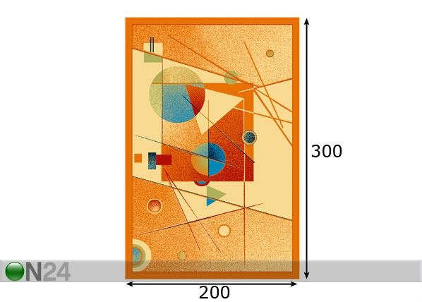 Lastenhuoneen matto FA, oranssi 200x300 cm mitat