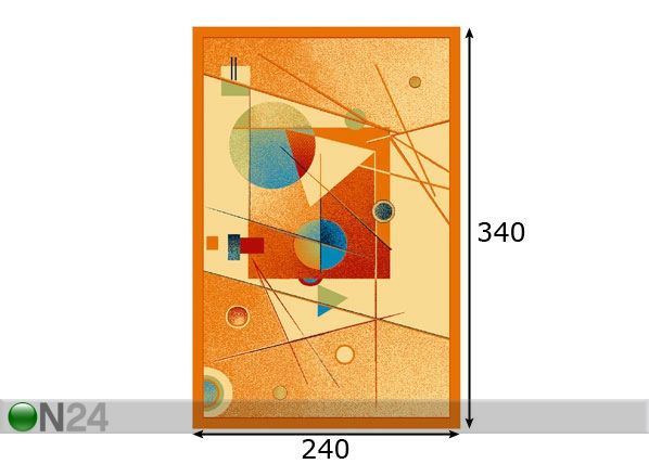 Lastenhuoneen matto FA, oranssi 240x340 cm mitat
