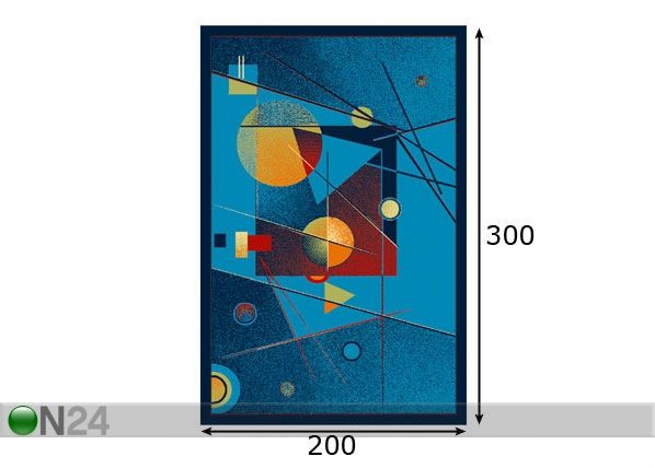 Lastenhuoneen matto FA, sininen 200x300 cm mitat