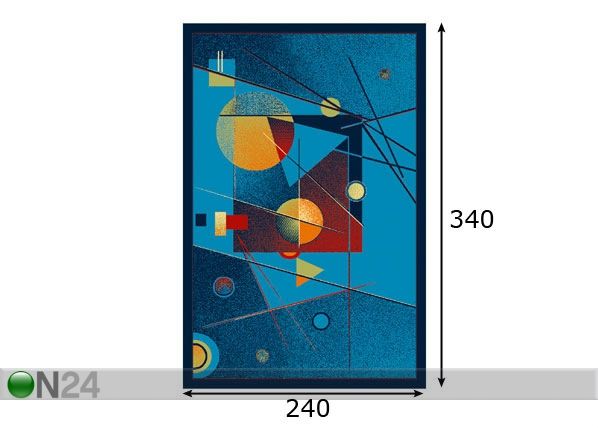 Lastenhuoneen matto FA, sininen 240x340 cm mitat