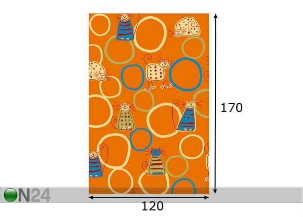 Lastenhuoneen matto FELINE, oranssi 120x170 cm mitat