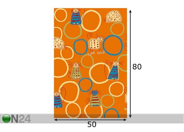 Lastenhuoneen matto FELINE, oranssi 50x80 cm mitat