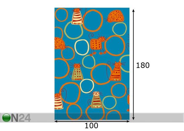 Lastenhuoneen matto FELINE, sininen 100x180 cm mitat