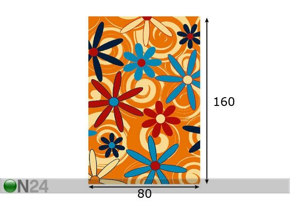 Lastenhuoneen matto FIESTA 80x160 cm mitat