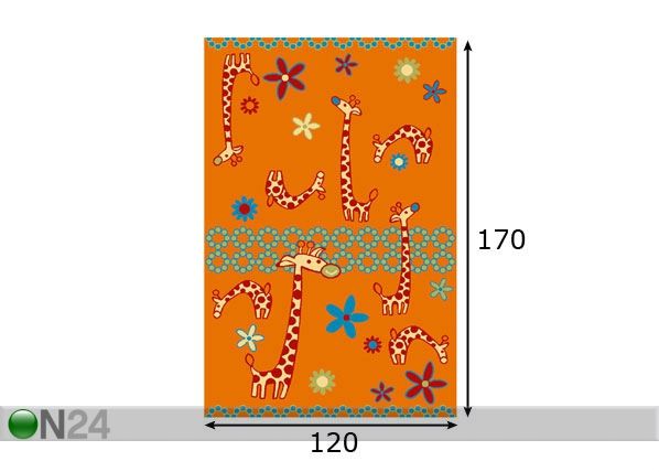 Lastenhuoneen matto GIRAFFE 120x170 cm mitat