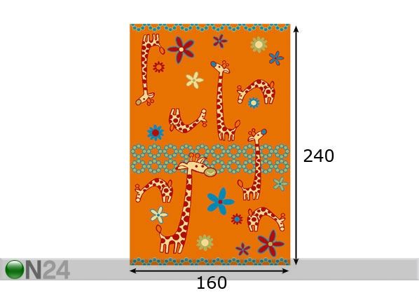 Lastenhuoneen matto GIRAFFE 160x240 cm mitat