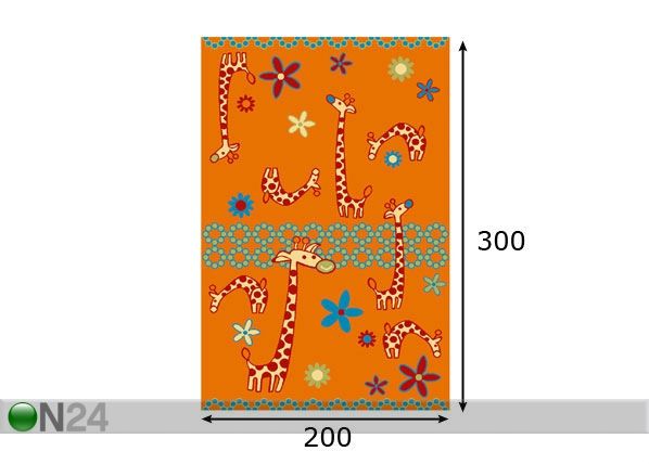 Lastenhuoneen matto GIRAFFE 200x300 cm mitat
