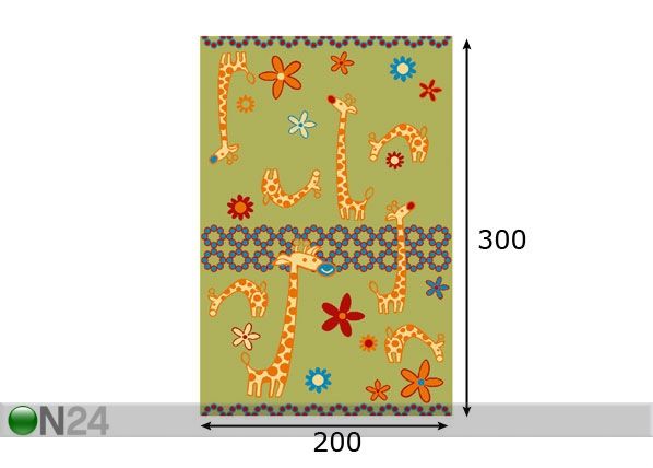 Lastenhuoneen matto GIRAFFE 200x300 cm mitat