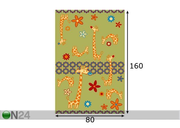 Lastenhuoneen matto GIRAFFE 80x160 cm mitat