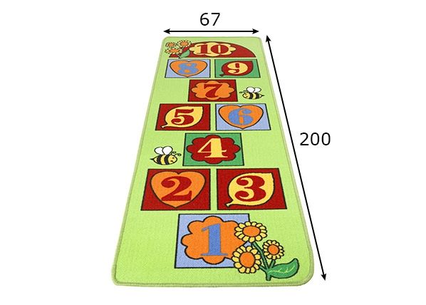 Lastenhuoneen matto HOP PLAY 67x200 cm mitat
