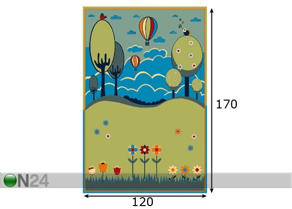 Lastenhuoneen matto KARIN 120x170 cm mitat