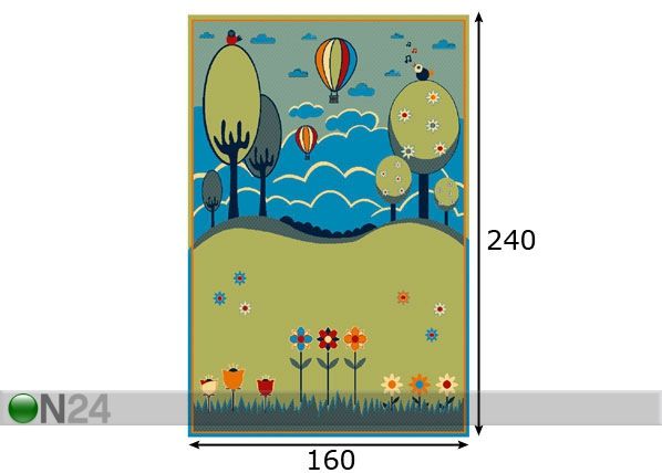 Lastenhuoneen matto KARIN 160x240 cm mitat