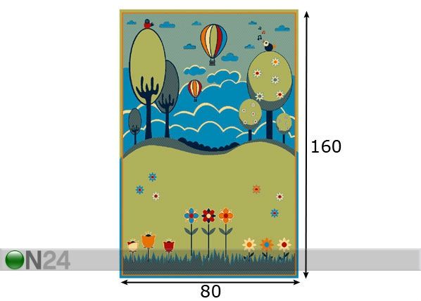 Lastenhuoneen matto KARIN 80x160 cm mitat