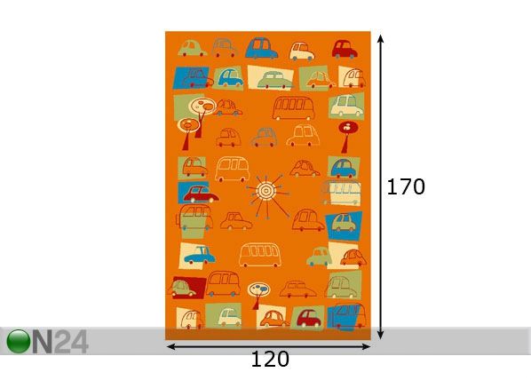Lastenhuoneen matto TRAFFIC 120x170 cm mitat