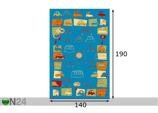 Lastenhuoneen matto TRAFFIC 140x190 cm mitat