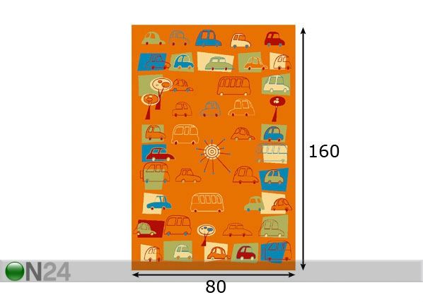 Lastenhuoneen matto TRAFFIC 80x160 cm mitat