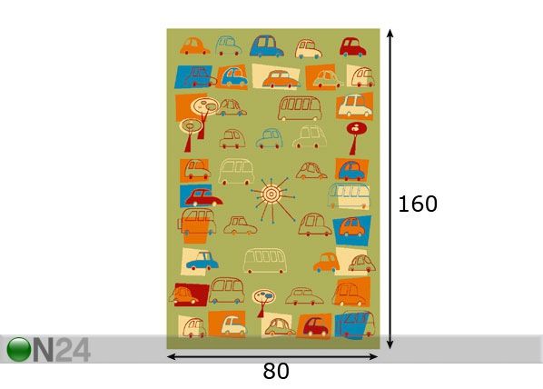 Lastenhuoneen matto TRAFFIC 80x160 cm mitat