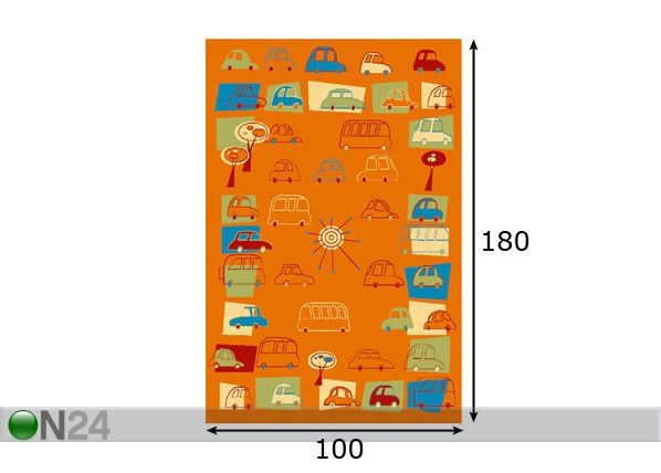 Lastenhuoneen matto TRAFFICi 100x180 cm mitat