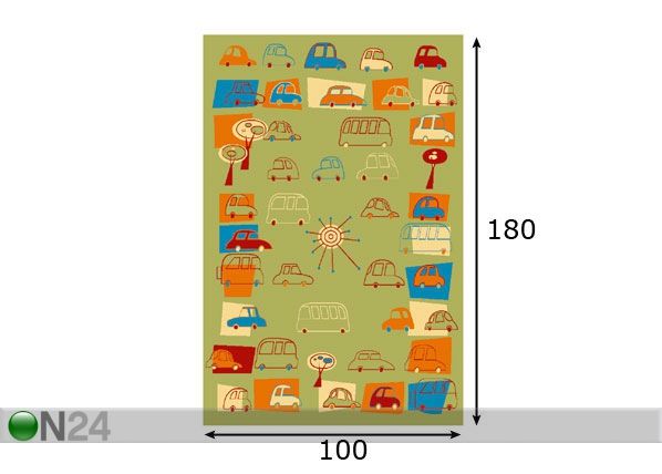 Lastenhuoneen matto TRAFFICi 100x180 cm mitat